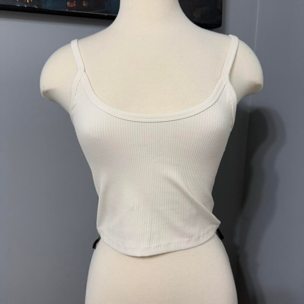 Forever 21 Ribbed Knit Tank Top, Cream/White